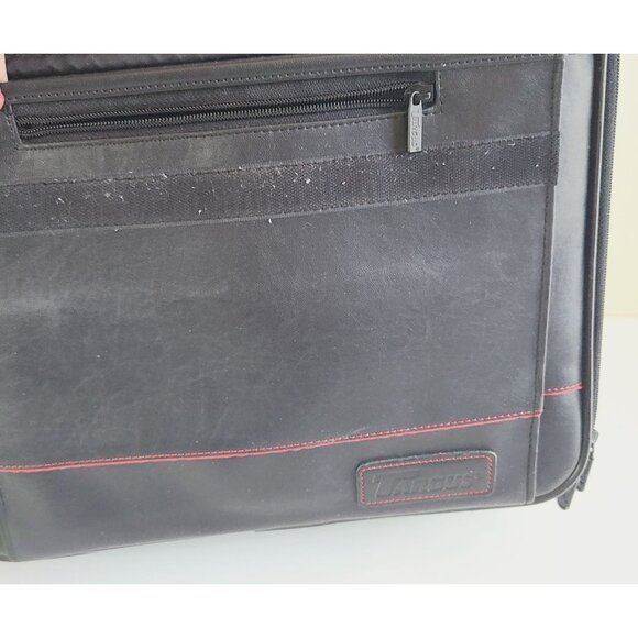 Targus Black Leather Laptop Bag With Shoulder Strap & Multiple Compartments - Picture 6 of 16